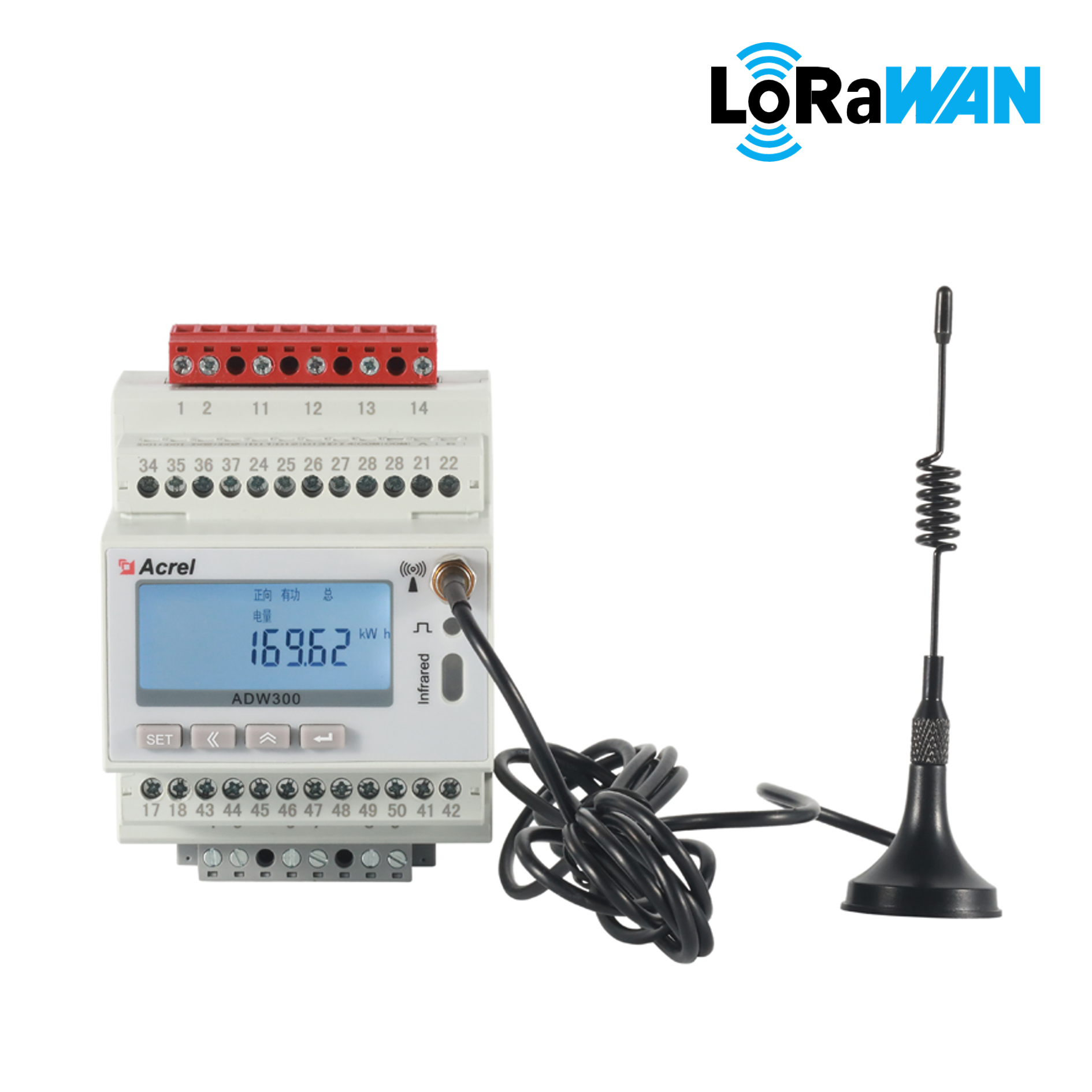 Contatore di energia LoRaWAN wireless AC trifase EU868MHz